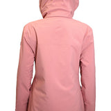 Turbine Women's Powday Insulated Jacket - A dusty rose-colored jacket with a hood, featuring a zippered front and two pockets on either side.
