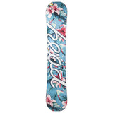 Head Women's Everything LYT Snowboard 2025 - A blue snowboard with a floral pattern of pink and white flowers, green leaves, and yellow accents.