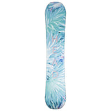 Head Women's Shine LYT Snowboard 2025 - A light blue snowboard with a floral pattern and pink lettering on the top side.