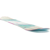 Head Women's Shine LYT Snowboard 2025 - A white snowboard with a pink stripe and blue accents on the top sheet.