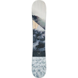 Head True 2.0 Ice Snowboard 2025 - A snowboard with a predominantly white base and black accents, featuring a mountainous landscape design on its top surface.