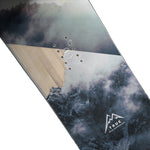 Head True 2.0 Ice Snowboard 2025 - A snowboard with a dark blue and white color scheme, featuring a mountain range design on its surface.