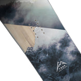 Head True 2.0 Ice Snowboard 2025 - A snowboard with a dark blue and white color scheme, featuring a mountain range design on its surface.
