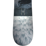 Head True 2.0 Ice Snowboard 2025 - A black and white snowboard with a mountainous landscape design on top, featuring a dark gray background at the bottom.