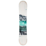 Head Women's Pride 2.0 Snowboard 2025 - A white snowboard with a mountain range and sun graphic on top.