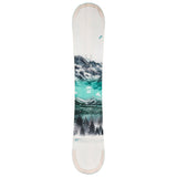 Head Women's Pride 2.0 Snowboard 2025 - A white snowboard with a mountain range and sun graphic on top.