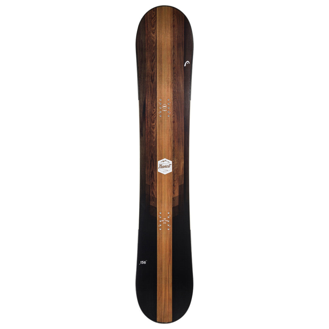 Head Transit Snowboard 2025 - A brown snowboard with a white logo on top and a black base.