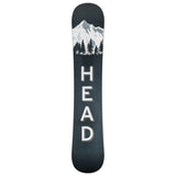 Head Transit Snowboard 2025 - A black snowboard with a white logo on top and a small, rectangular sticker near the tail.