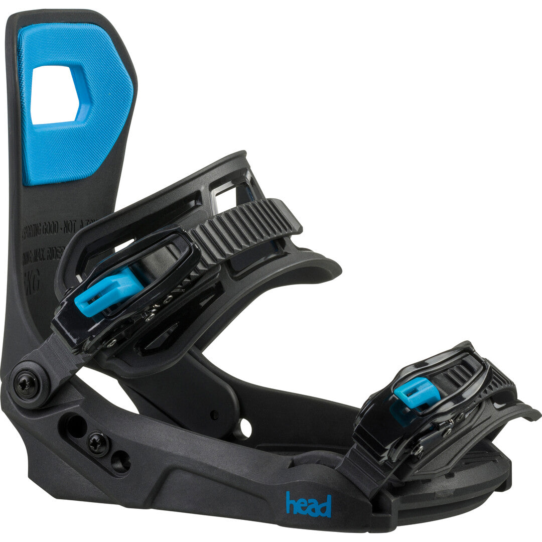 Head Youth LYTRIDE JR Snowboard Bindings 2025 - Black snowboard bindings with blue accents and a black strap.