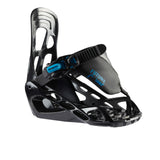 Head P KID Snowboard Binding - A black snowboard binding with blue accents and a strap, featuring a "FUTURE HEAD" logo on the strap.