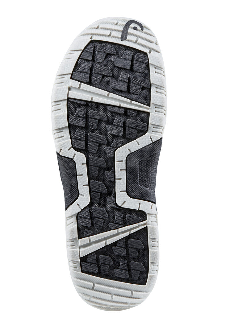 Head Women's LEGACY BOA Snowboard Boots 2025 - Black snowboard boots with white accents and a silver BOA dial on top.
