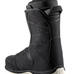 HEAD Women's LEGACY BOA Snowboard Boots 2025 - Black snowboard boots with a silver BOA dial on top and white soles.