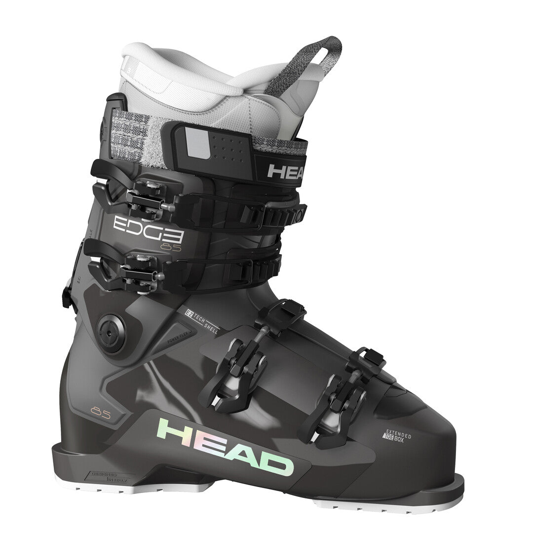 Head Women's Edge 85 HV Ski Boots 2025 - Black ski boot with white logo and text on side.