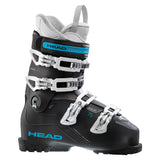 Head Women's Edge LYT 75 HV Ski Boots 2025 - Black ski boot with blue accents and white buckles.
