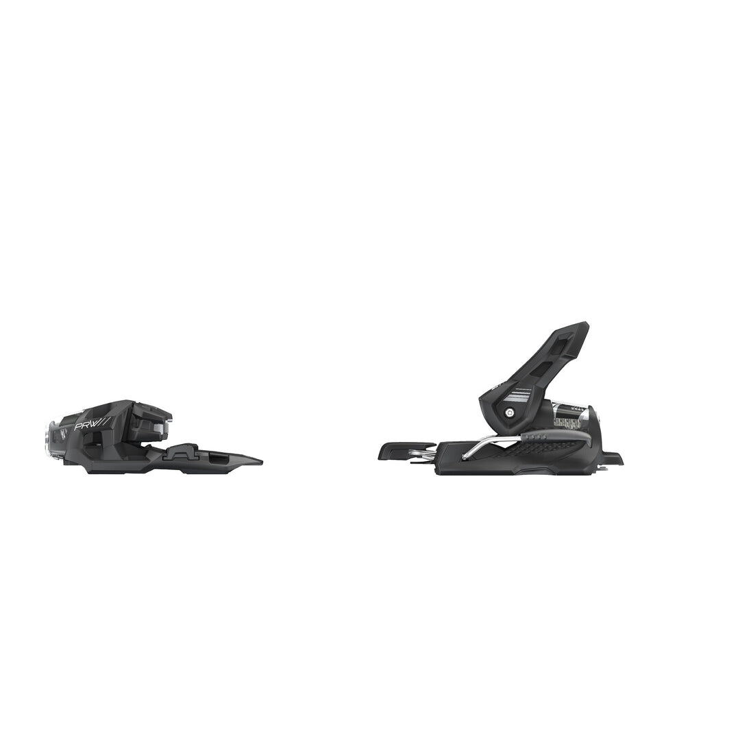 Tyrolia PRW 11 GW Ski Binding - A black ski binding with a white logo on top and silver hardware.