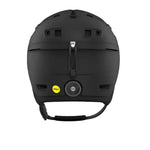 Anon Prime MIPS Helmet 2023 - A black helmet with a white logo on the front and a silver buckle at the back.