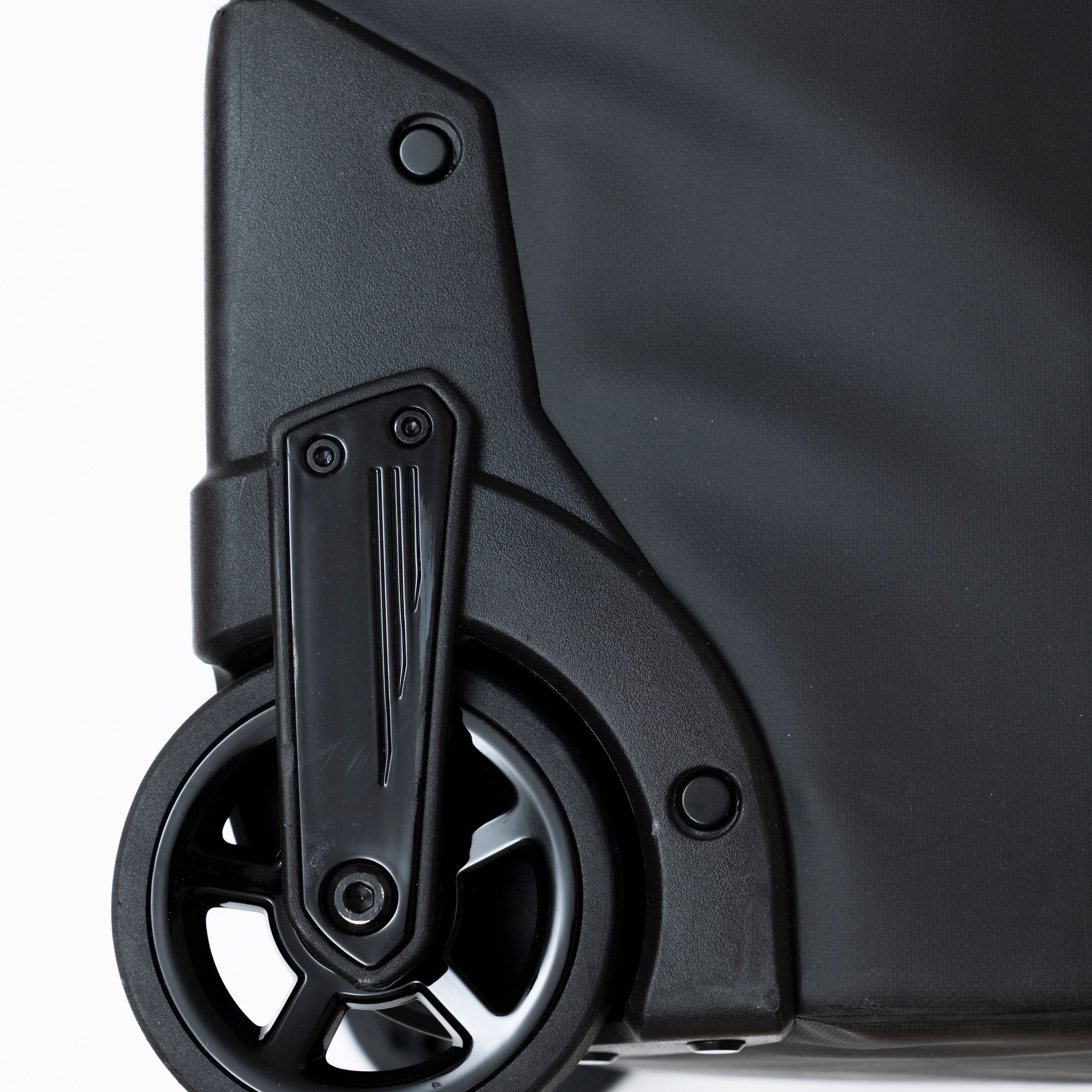 Armada Stibbs 4 Pair Ski Roller Bag - A black roller bag with four wheels and a retractable handle, featuring a zippered top and side pockets.