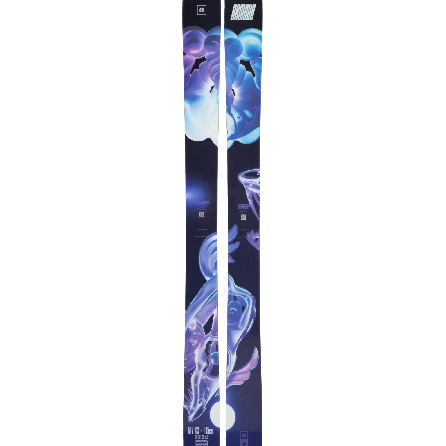 Armada ARV 112 Skis 2025 - A pair of skis with a dark blue base and white lettering on the top sheet.