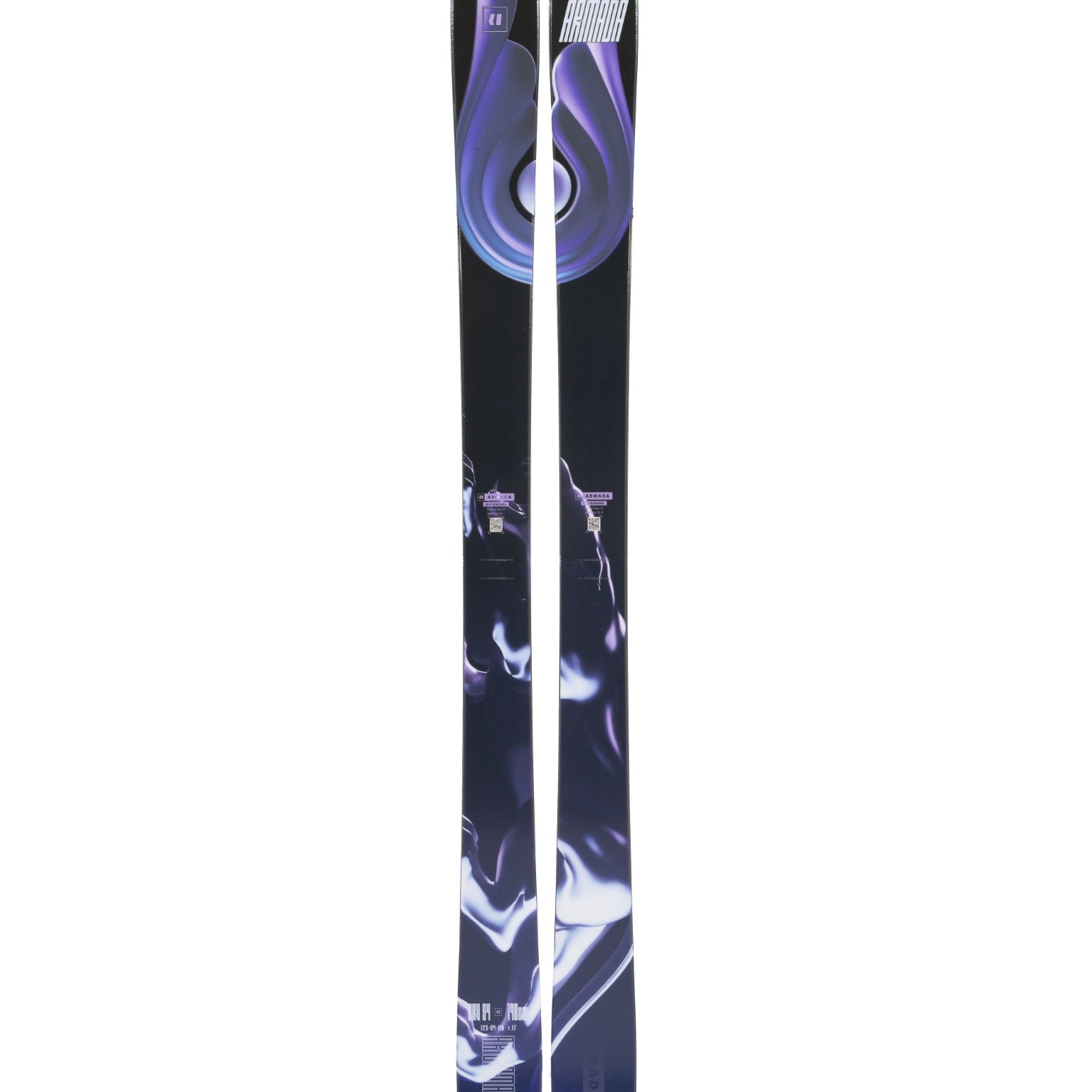 Armada ARV 94 Skis 2025 - Black skis with a white logo on top and a blue stripe along the bottom edge.