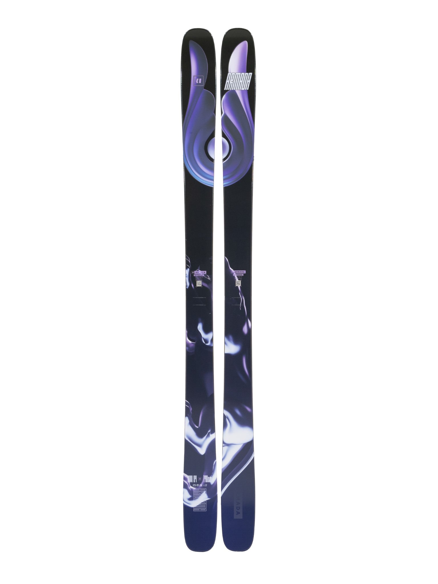 Armada ARV 94 Skis 2025 - Black skis with a white logo on top and a blue stripe along the bottom edge.