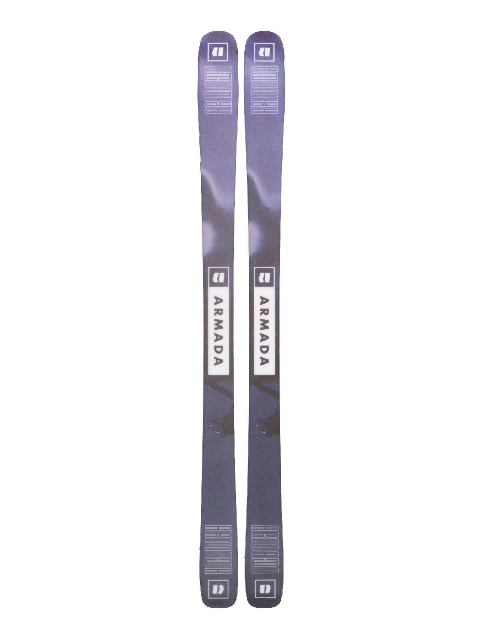 Armada ARV 84 Short Skis 2025 - A pair of skis with a purple and black color scheme, featuring a distinctive white logo on the top of each ski.