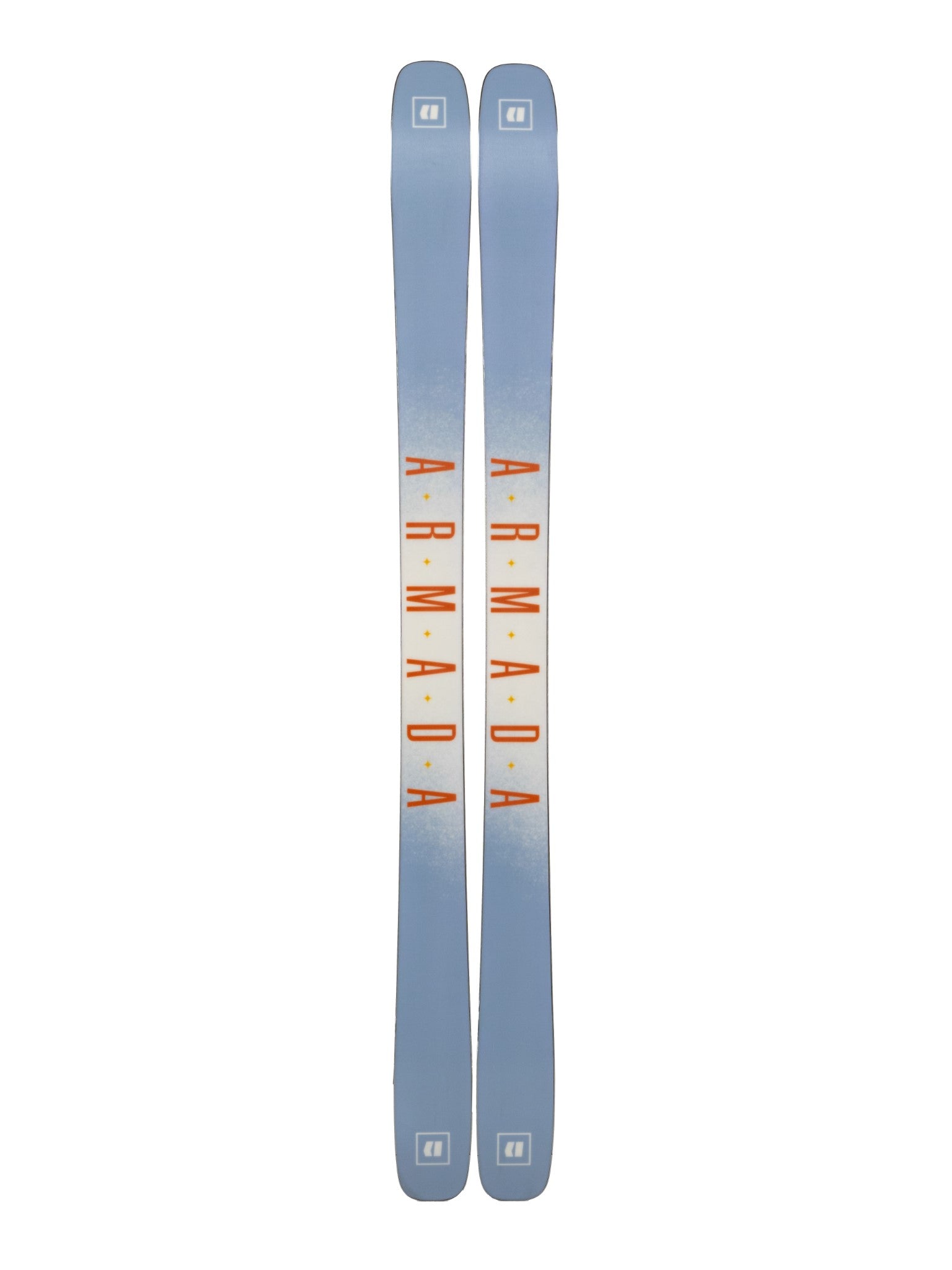 Armada Women's ARW 94 Skis 2025 - White skis with orange lettering and yellow dots on a white background.