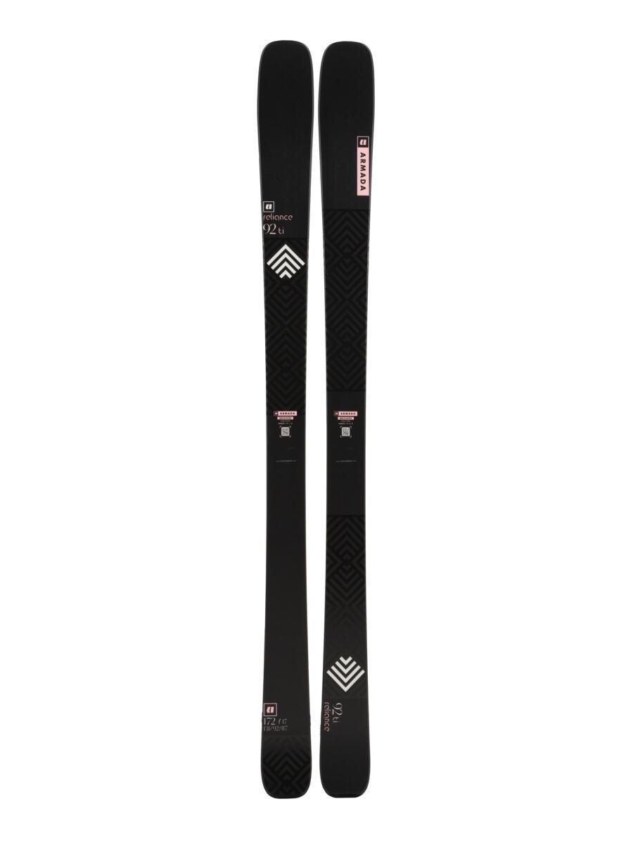 Armada Women's Relience 92 Ti Skis 2025 - Black skis with white logo and text on top of a light gray background.
