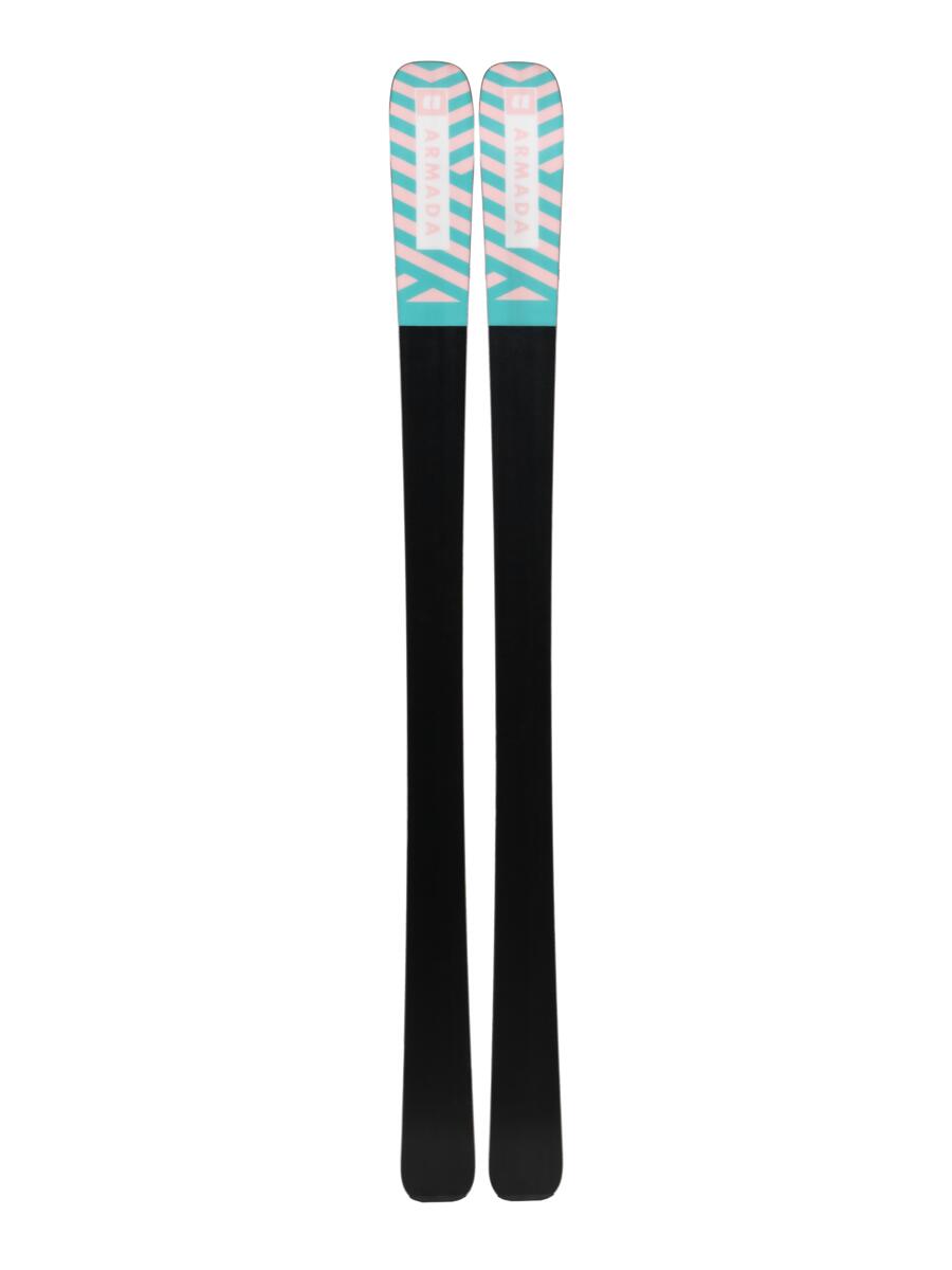Armada Women's Relience 82 TI Skis 2025 - White skis with light blue and pink stripes on top, black bases.