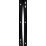 Pair of black skis with white branding on top and side