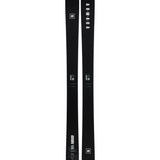 Pair of black skis with white branding on top and side