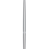 Cream alpine ski pair, front and side profiles with bindings