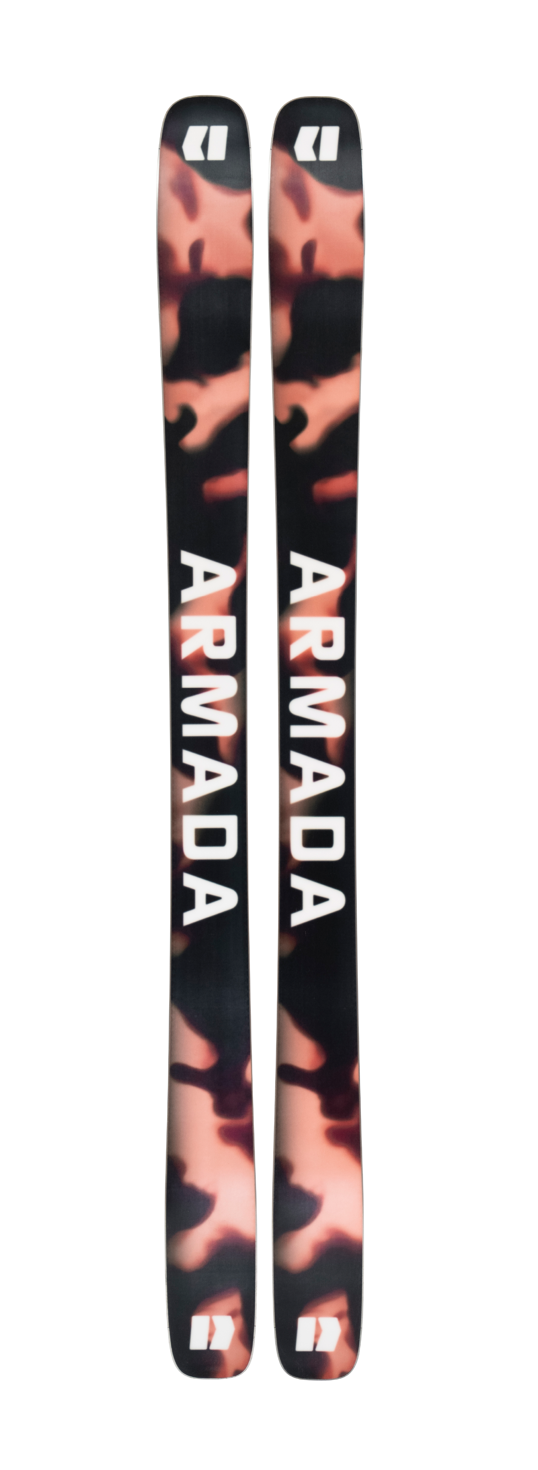 Armada ARW 100 women's skis, black with pink-red camo topsheets, pair