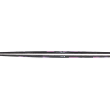 Women's skis laid flat, purple and black camo top sheet, slim side profile