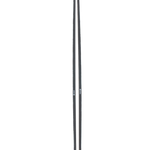 Ski pair side view with dark graphic finish and metal edges