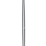 Ski pair side view with dark graphic finish and metal edges