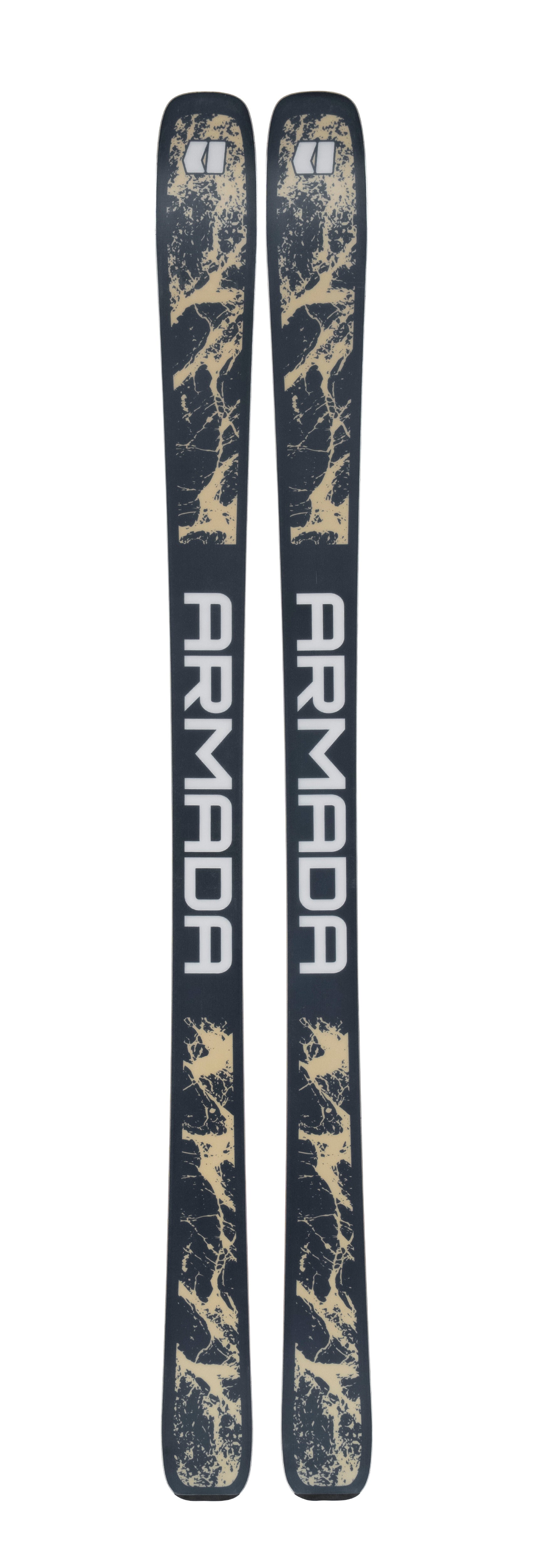 Armada AntiMatter 92 skis, black with tan camouflage graphic, pair view