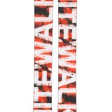 Orange and black Armada Whitewalker 116 skis, bold patterned tops with full-length design