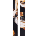 Pair of Armada skis with black bases and vertical fiery photo-style graphics