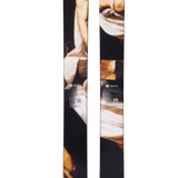 Pair of Armada skis with black bases and vertical fiery photo-style graphics
