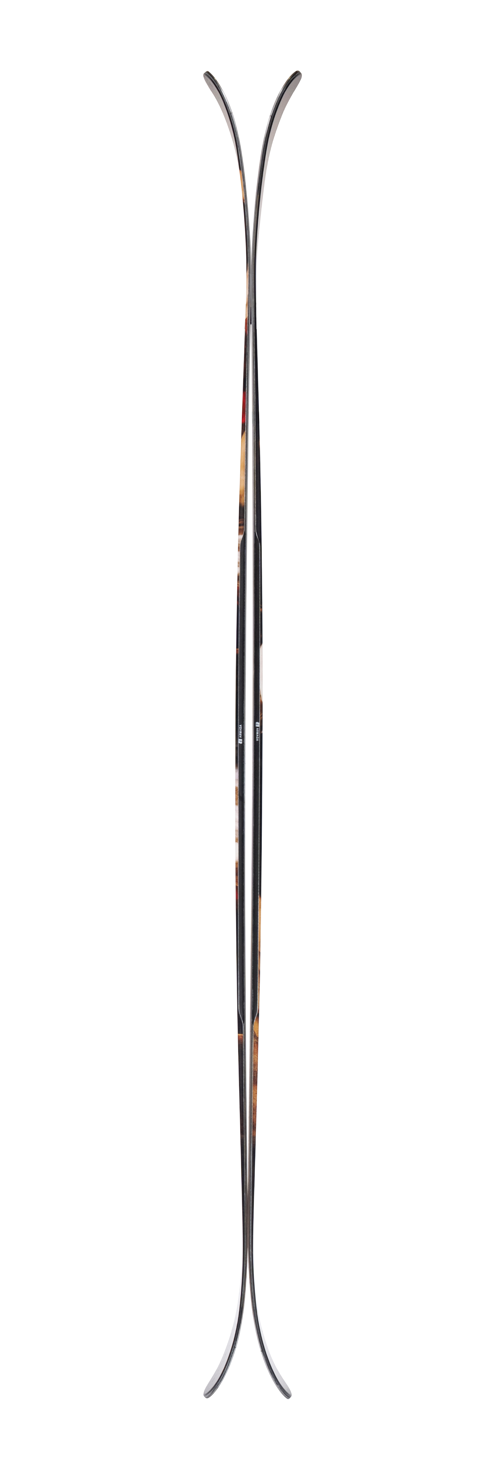 One ski from Armada EDOLLO '91 set, slim black deck with silver edges and stripe graphics