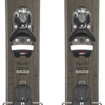 Rossignol Sender 104 Ti Skis with Konect NX 12 Bindings - A pair of skis with a dark brown wood grain pattern and silver bindings.