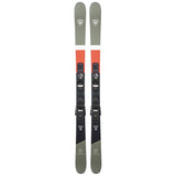 Rossignol Sprayer Skis with XP10 Bindings - A pair of skis with a white and black color scheme, featuring an orange stripe on top.