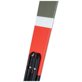 Rossignol Sprayer Skis with XP10 Bindings - A pair of skis featuring a red base color, white stripe at top, and black bindings.