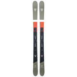Rossignol Sprayer Skis with XP10 Bindings - A pair of skis with a black base and orange stripe near the tip, featuring white bindings.