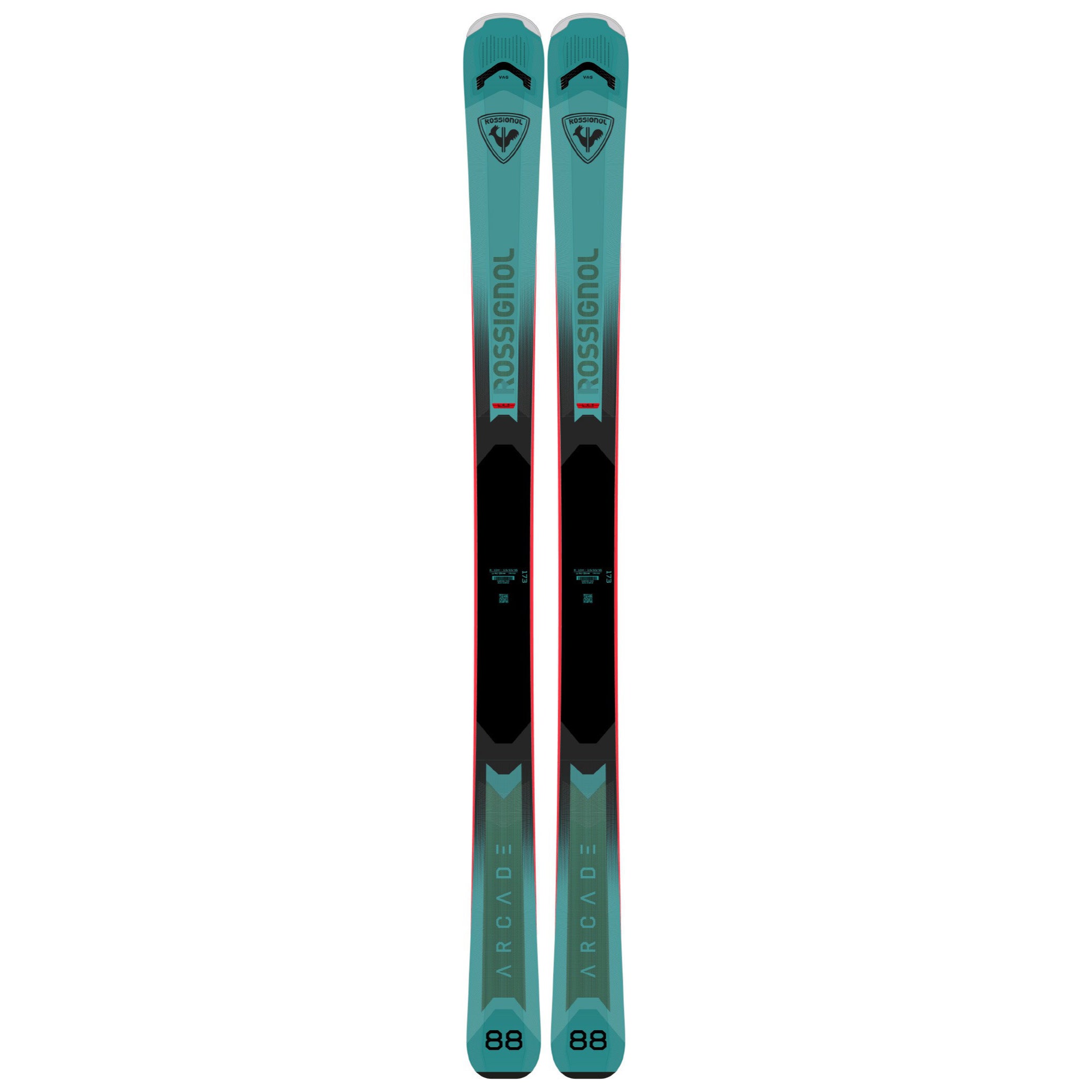 Rossignol - Arcade 88 Skis 2025 with a black base and light blue-green gradient fade on top.