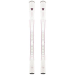 Rossignol Nova 2 Skis with XP10 Bindings - White skis with a subtle pink stripe down the middle and silver bindings.