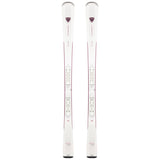 Rossignol Nova 2 Skis with XP10 Bindings - White skis with a subtle pink stripe down the middle and silver bindings.