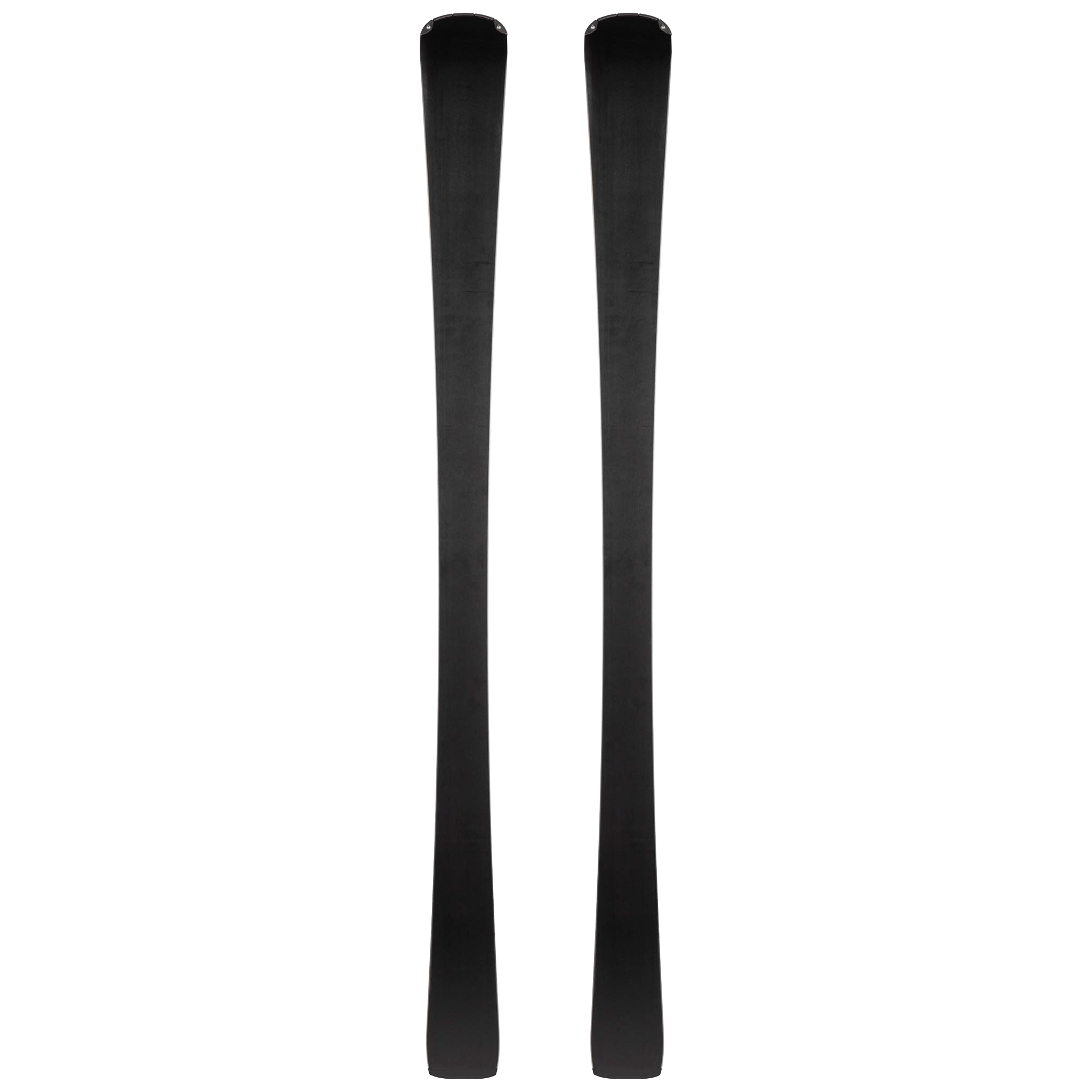 Rossignol Nova 2 Skis with XP10 Bindings - Black skis with a subtle white pattern on the top sheet, featuring rounded tips and a sleek design.