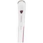 Rossignol Nova 2 Skis with XP10 Bindings - A pair of white skis with a black logo and binding hardware, featuring a textured surface.