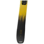 Rossignol Youth Sender Soul Pro Skis with XP10 Bindings - A pair of skis with a black base and yellow accents, featuring a distinctive pattern on the top sheet.
